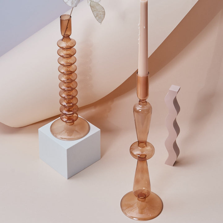 Moderne Glass Lysestake-Brun | Skanto