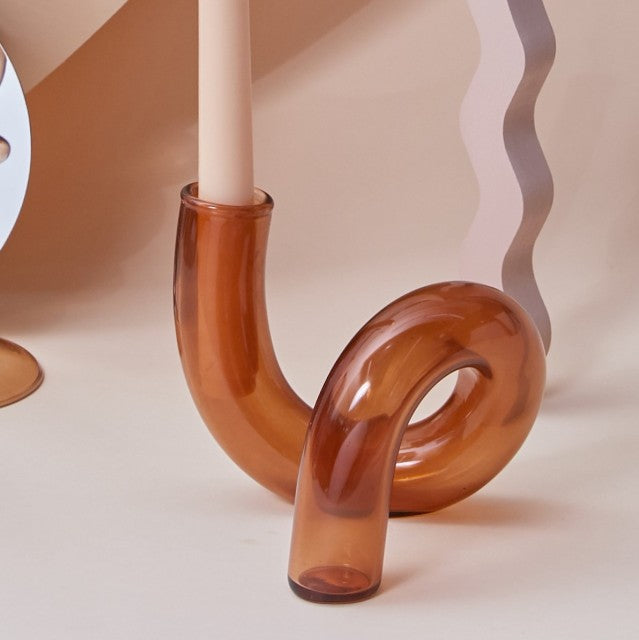 Moderne Glass Lysestake-Brun | Skanto