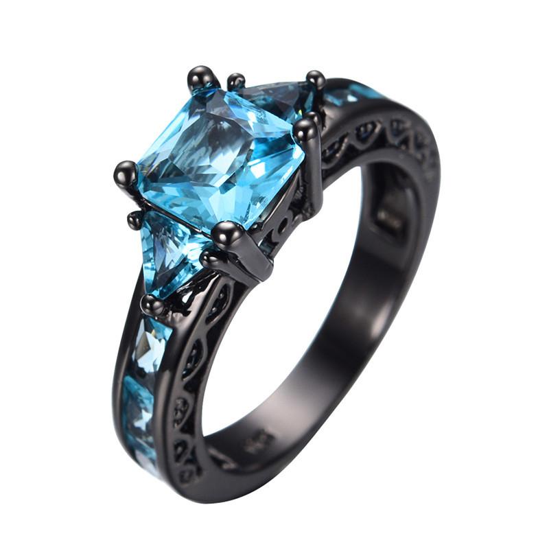 Aquamarine Edelsteinsring - 10kt Svart Gull Belagt | Skanto
