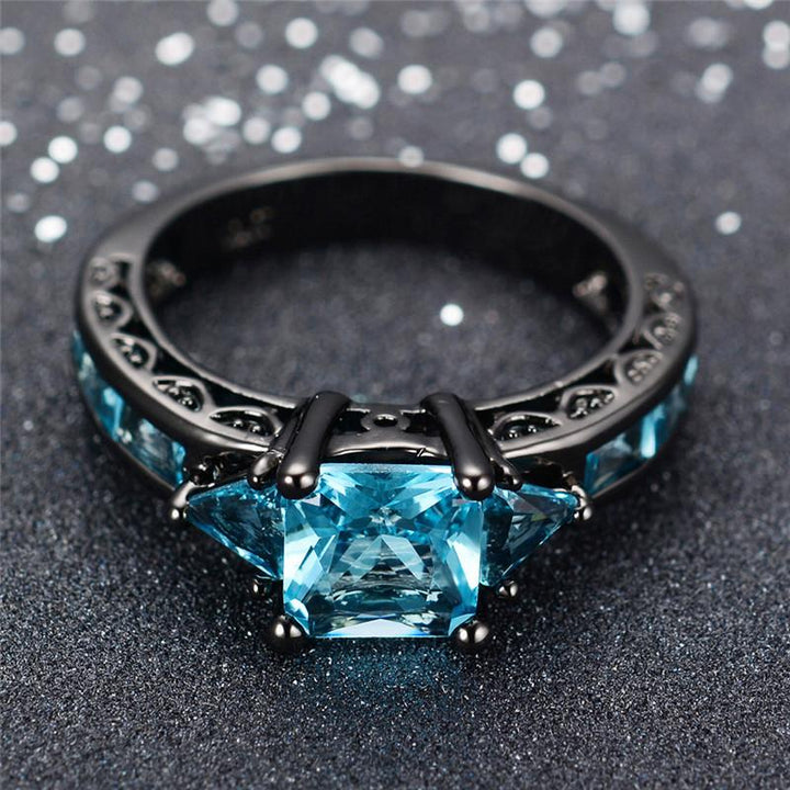 Aquamarine Edelsteinsring - 10kt Svart Gull Belagt | Skanto