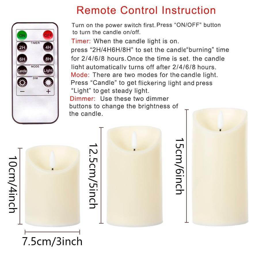 3pcs Remote Control LED Flameless Candle | Skanto