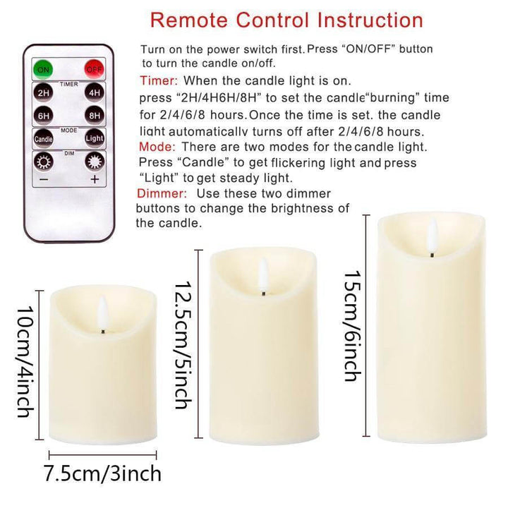 3pcs Remote Control LED Flameless Candle | Skanto