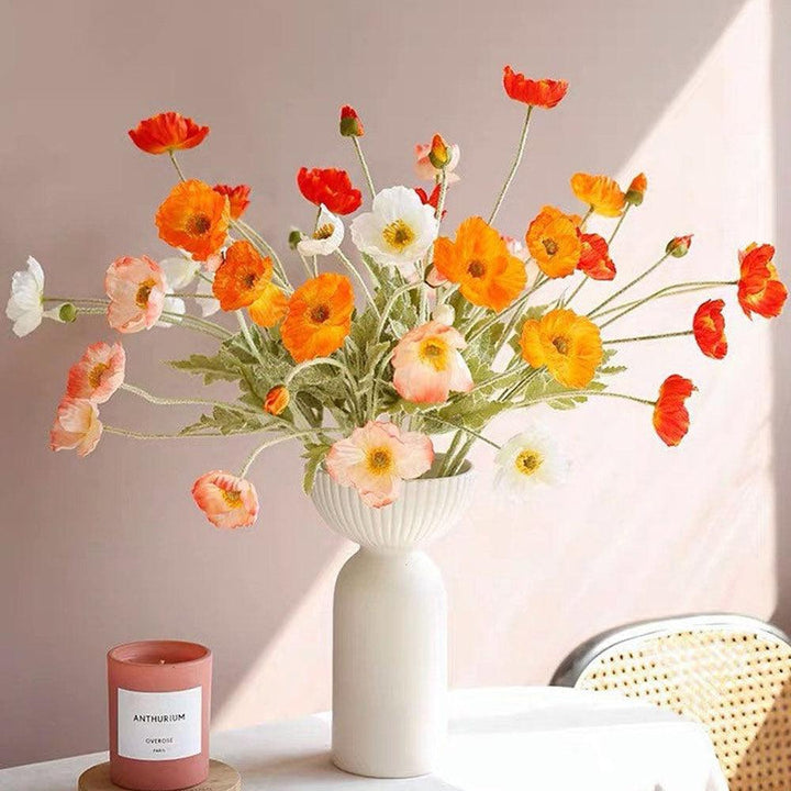 Skanto | BloomCharm Kunstig Blomsterdekor | Realistiske Valmuer | Ulike Farger & Størrelser