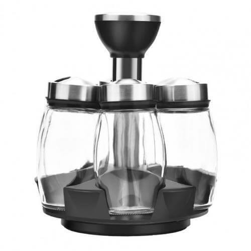 Skanto | Smart Roterende Rustfritt Stål Glass Krydder Sett