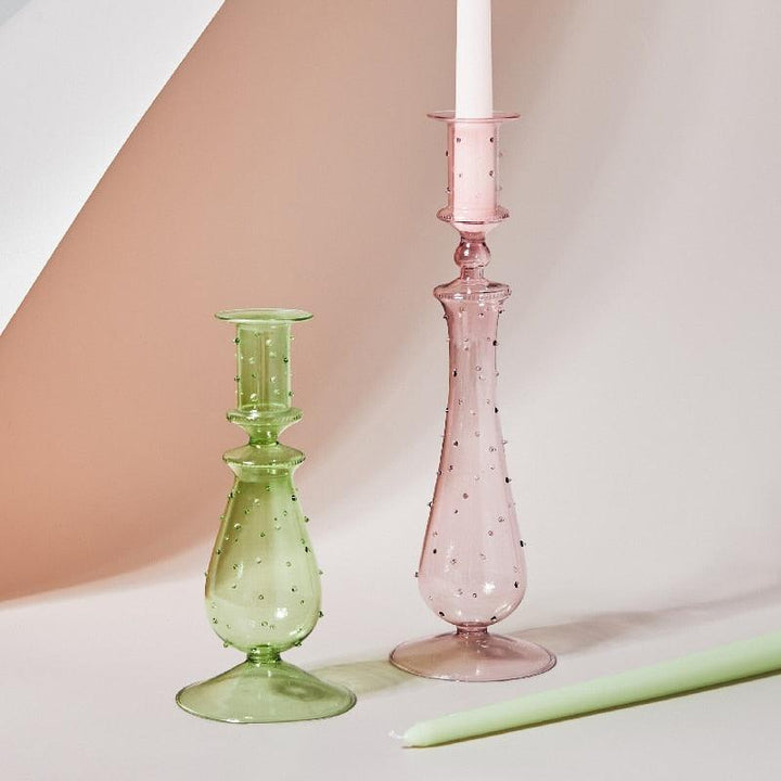 Skanto | GlowCharm Pastel Glass Candle Holder | decorative candle holders | elegant table decor
