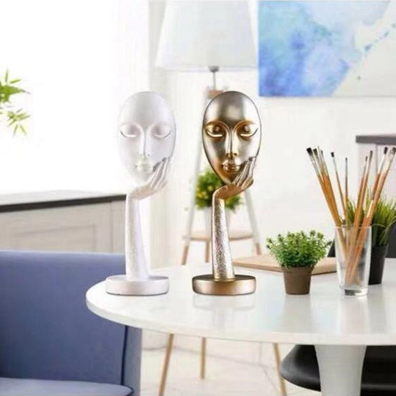 Moderne Abstrakt Menneske Ansikt Kunst Statue | Skanto