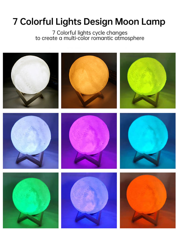 3D Light Touch Switch Oppladbar Måne Nattlampe | Skanto