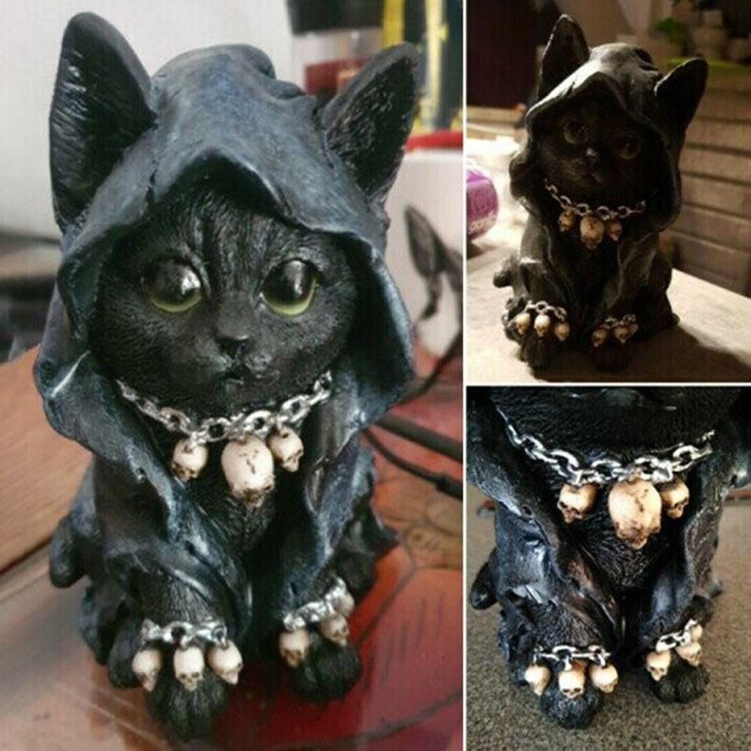 Harz Svart Katt Statue Dekor | Skanto