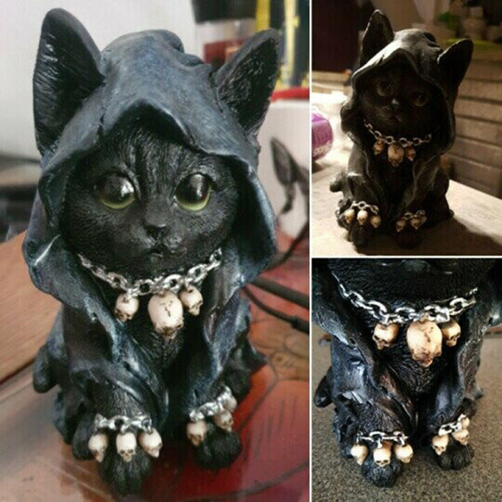 Harz Svart Katt Statue Dekor | Skanto