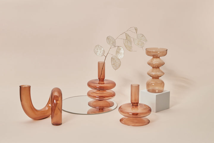 Moderne Glass Lysestake-Brun | Skanto