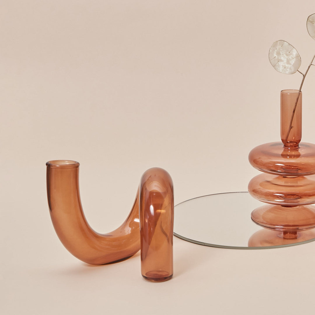 Moderne Glass Lysestake-Brun | Skanto