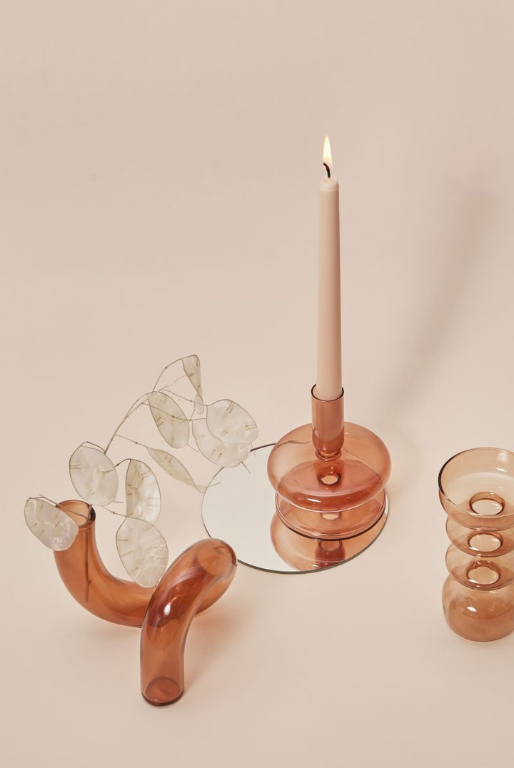 Moderne Glass Lysestake-Brun | Skanto