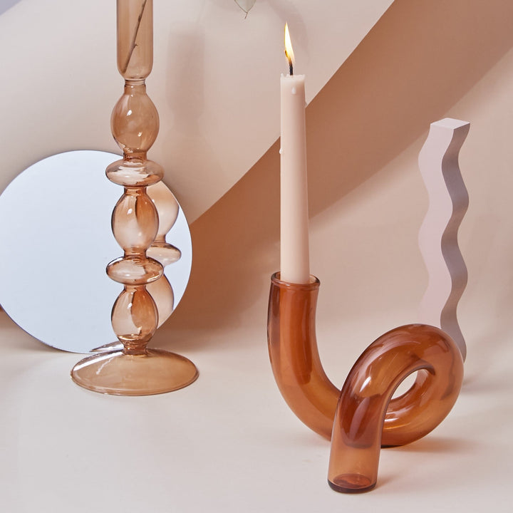 Moderne Glass Lysestake-Brun | Skanto