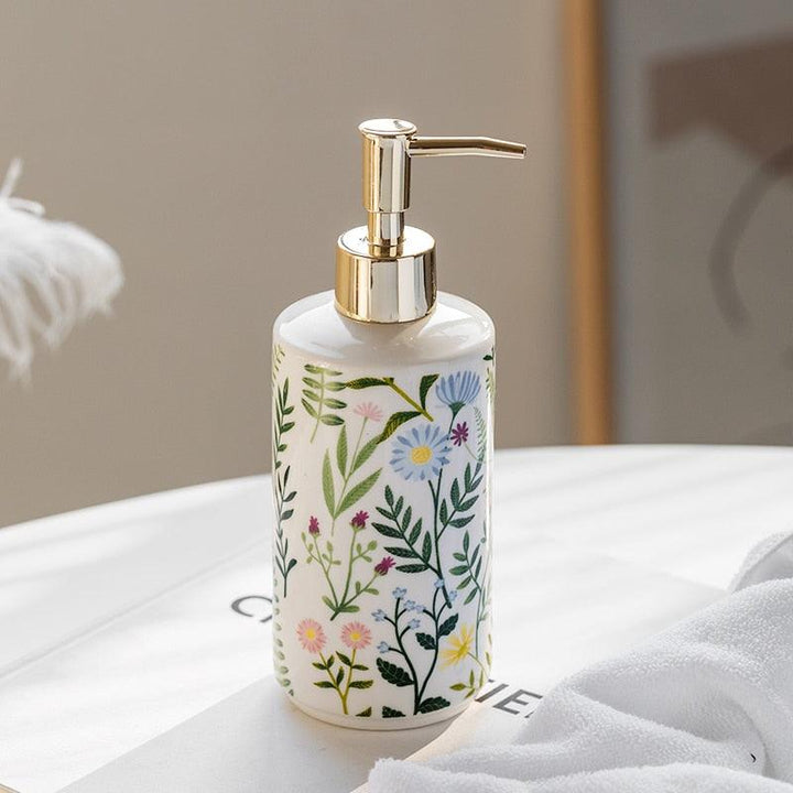 Skanto | Såpedispenser laget av keramik med blomstermotiv