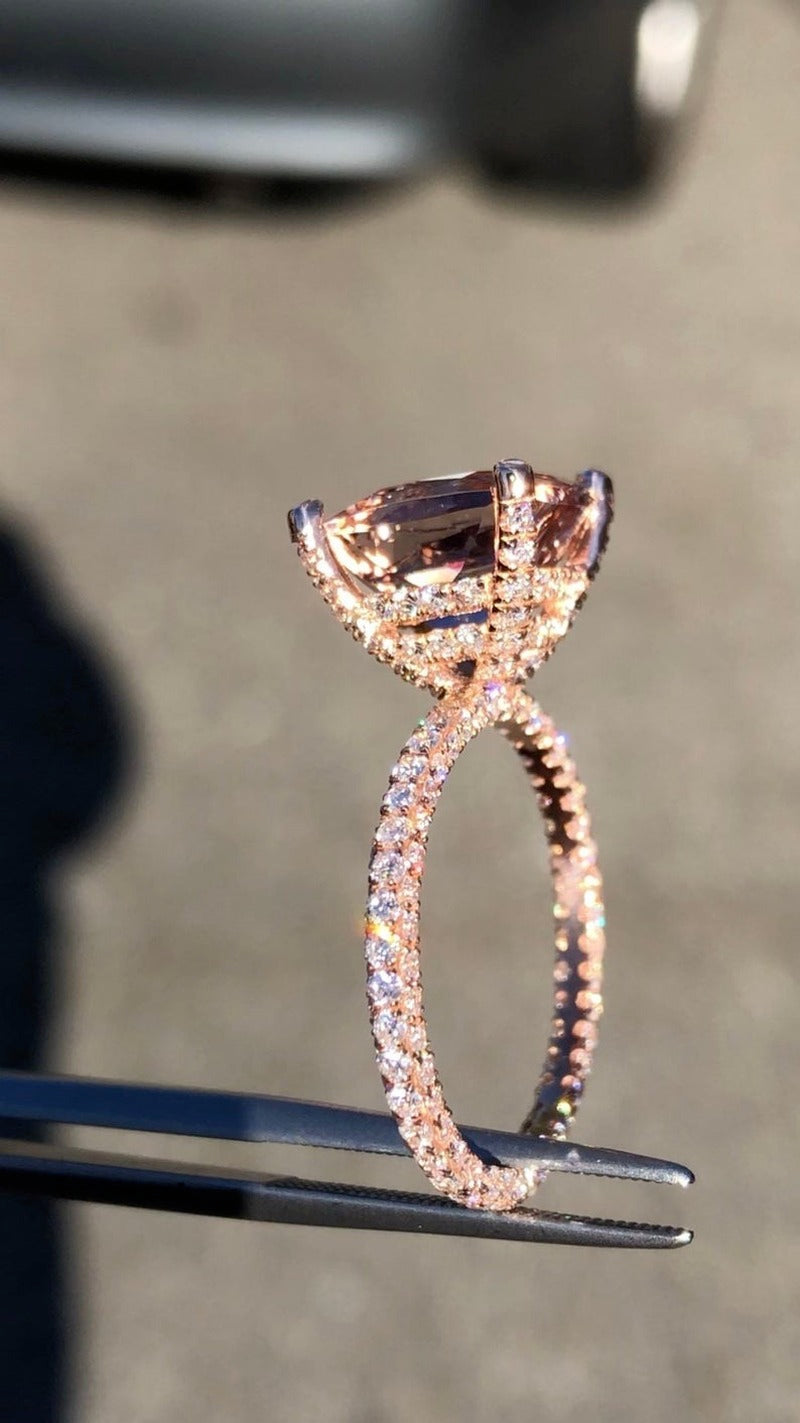 Skanto | Luksus Motedesign Roségull Fylling Innlagt Zircon Krystall Bryllupsringer