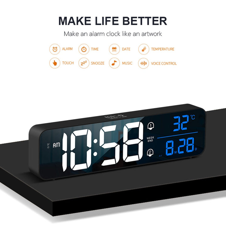 Smart Digital LED Musikk Alarm Temperatur Klokke | Skanto