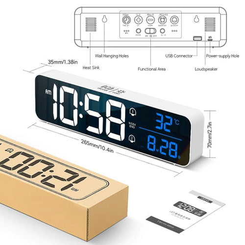 Smart Digital LED Musikk Alarm Temperatur Klokke | Skanto