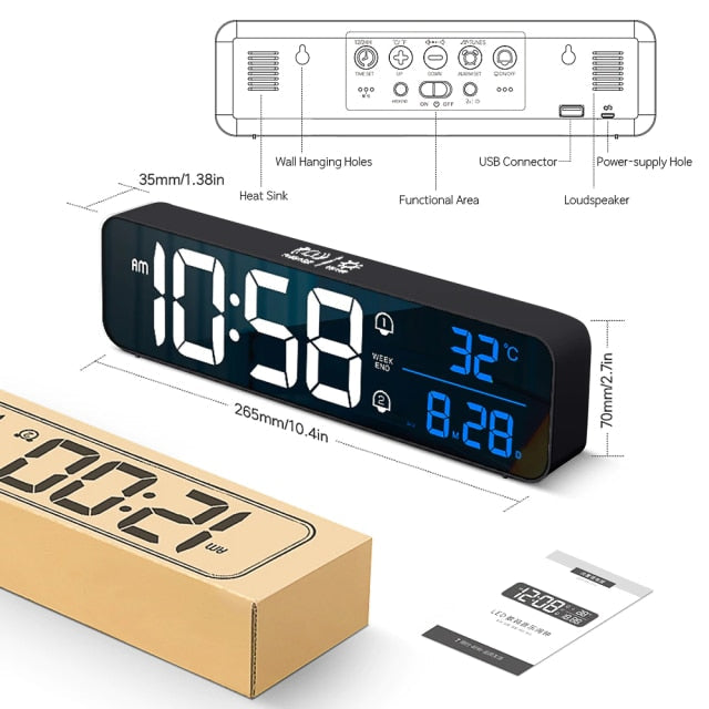 Smart Digital LED Musikk Alarm Temperatur Klokke | Skanto