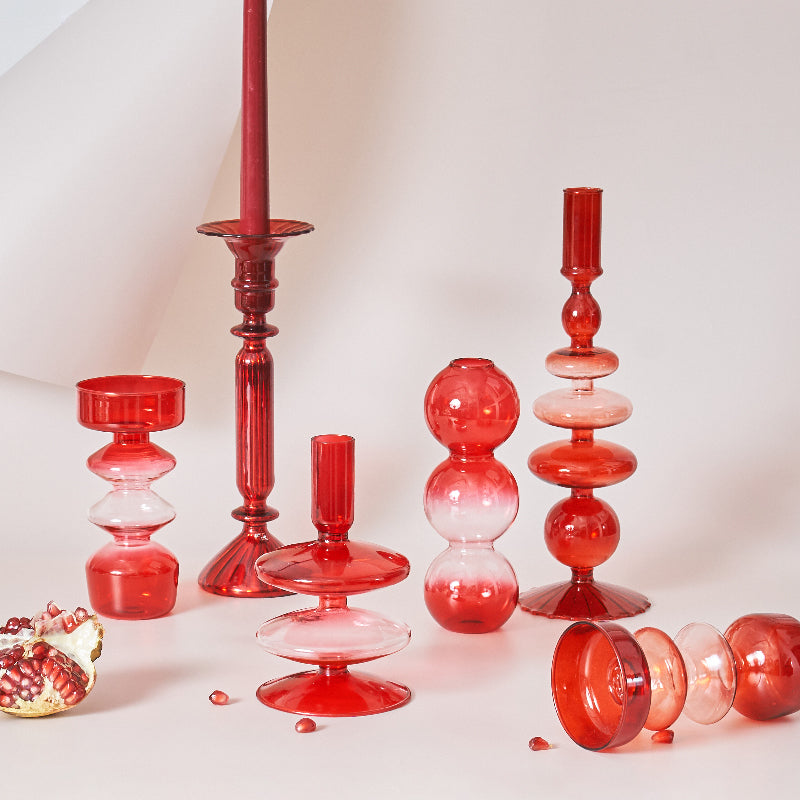 Skanto | Kirsebær Rød Glass Stikke Lysestake & Vaser