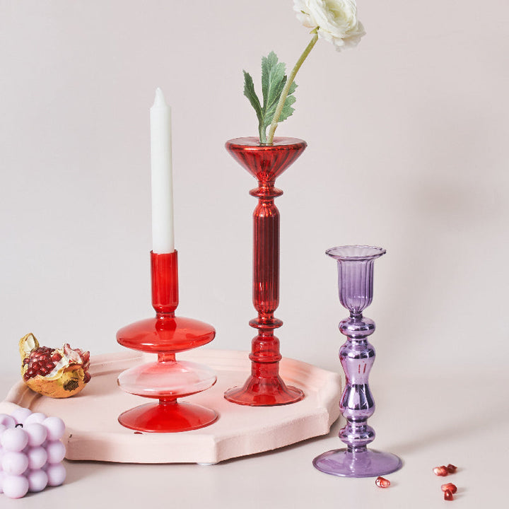 Skanto | Kirsebær Rød Glass Stikke Lysestake & Vaser