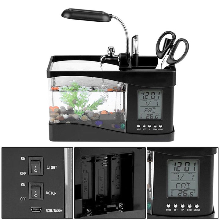 LCD Klok Mini Fiskebowling Akvarium | Skanto