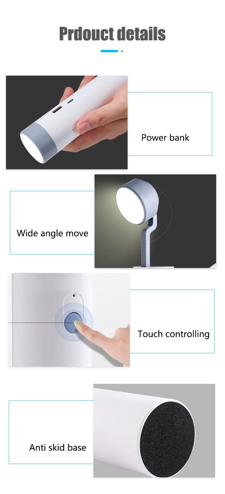 LED Mini Oppladbar Power Bank Skrivebord Lampe | Skanto