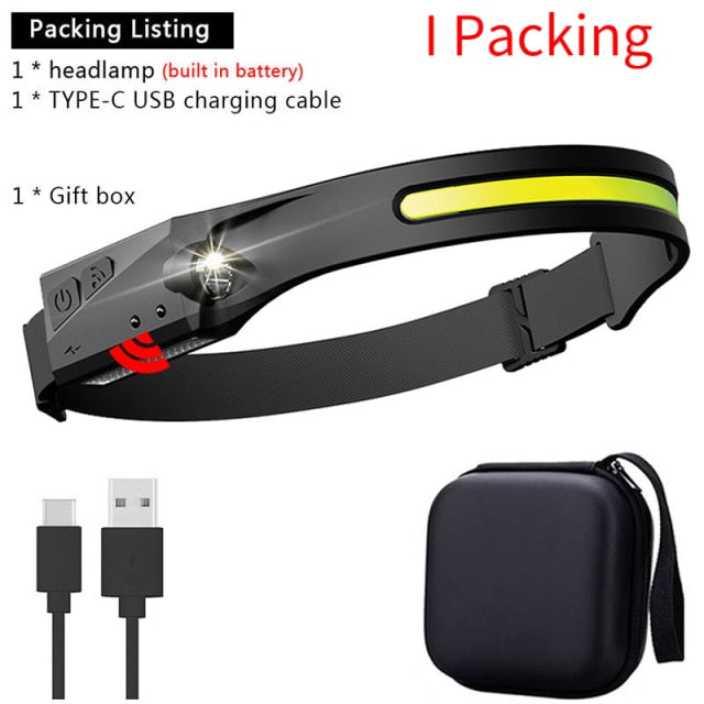 Oppladbar LED-sensor USB-hodelykt | Skanto