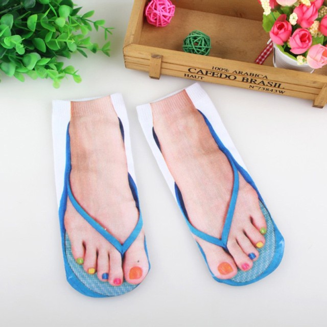 Skanto | 3D Trykte Morsomme Flip Flops Sokker