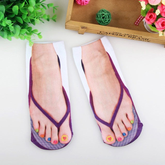 Skanto | 3D Trykte Morsomme Flip Flops Sokker
