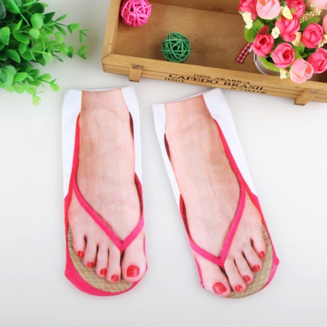 Skanto | 3D Trykte Morsomme Flip Flops Sokker