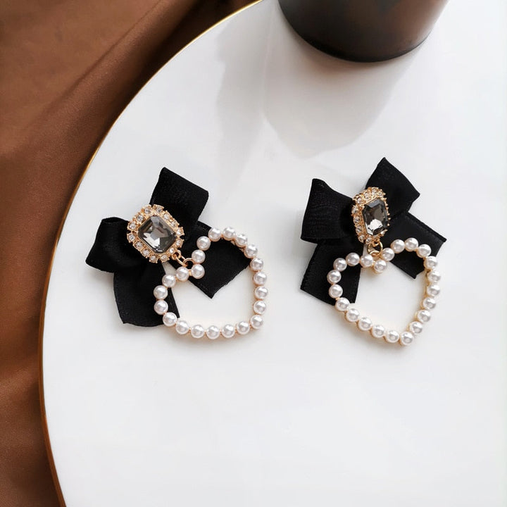 Skanto | Koreansk Temperament Retro Rhinestone Sløyfe Klipp Øredobber