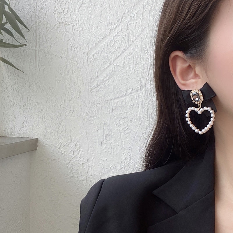 Skanto | Koreansk Temperament Retro Rhinestone Sløyfe Klipp Øredobber