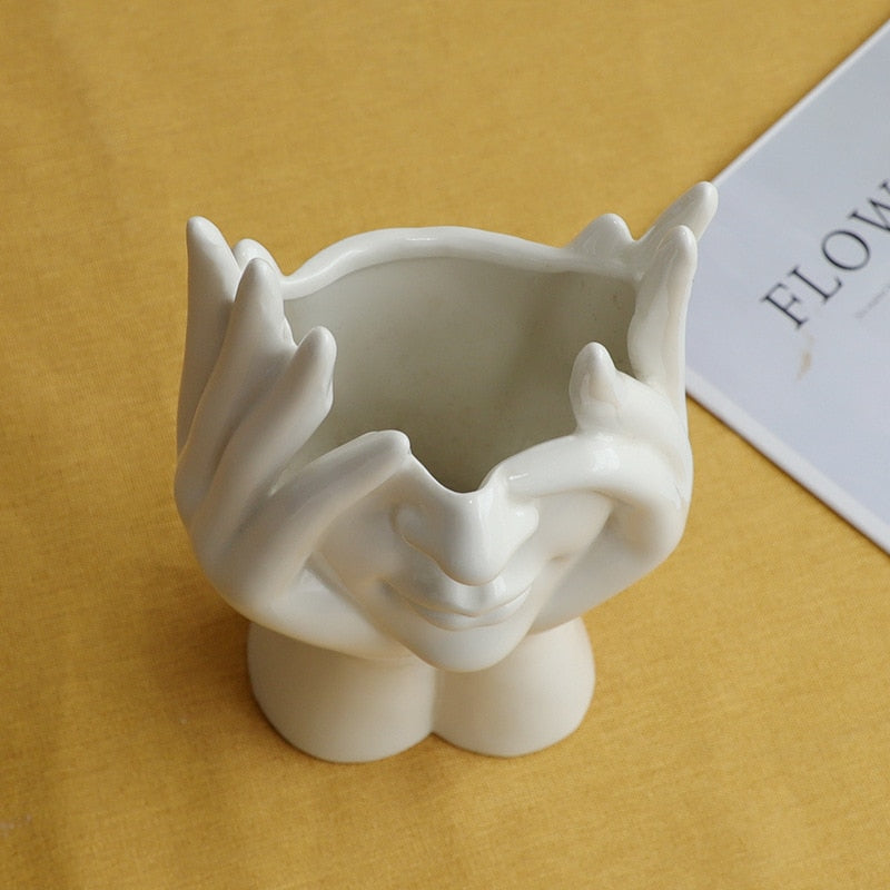 Keramisk Abstrakt Menneskeansikt Skantoomster Vase | Skanto