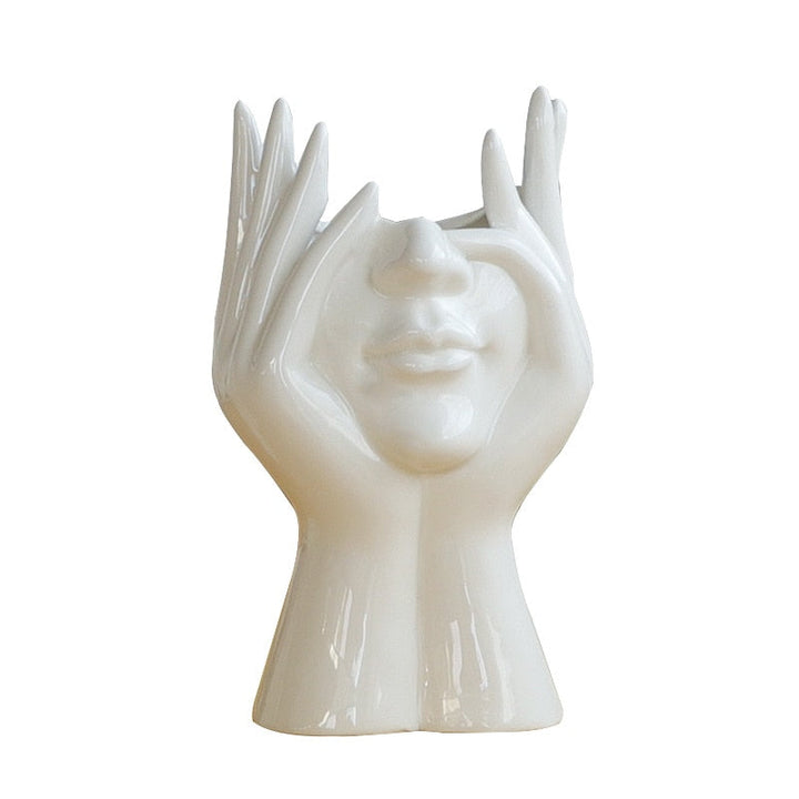 Keramisk Abstrakt Menneske Ansikt Skantoomster Vase | Skanto