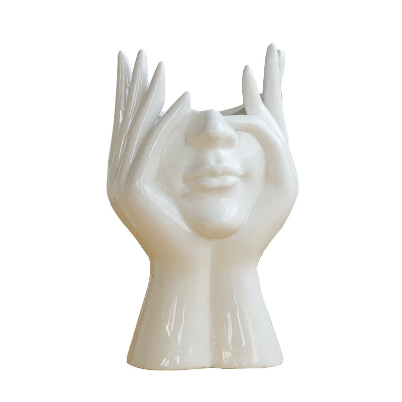 Keramisk Abstrakt Menneskeansikt Skantoomster Vase | Skanto