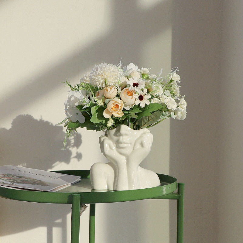 Keramisk Abstrakt Menneske Ansikt Skantoomster Vase | Skanto