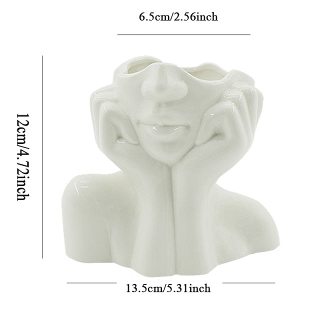 Keramisk Abstrakt Menneskeansikt Skantoomster Vase | Skanto
