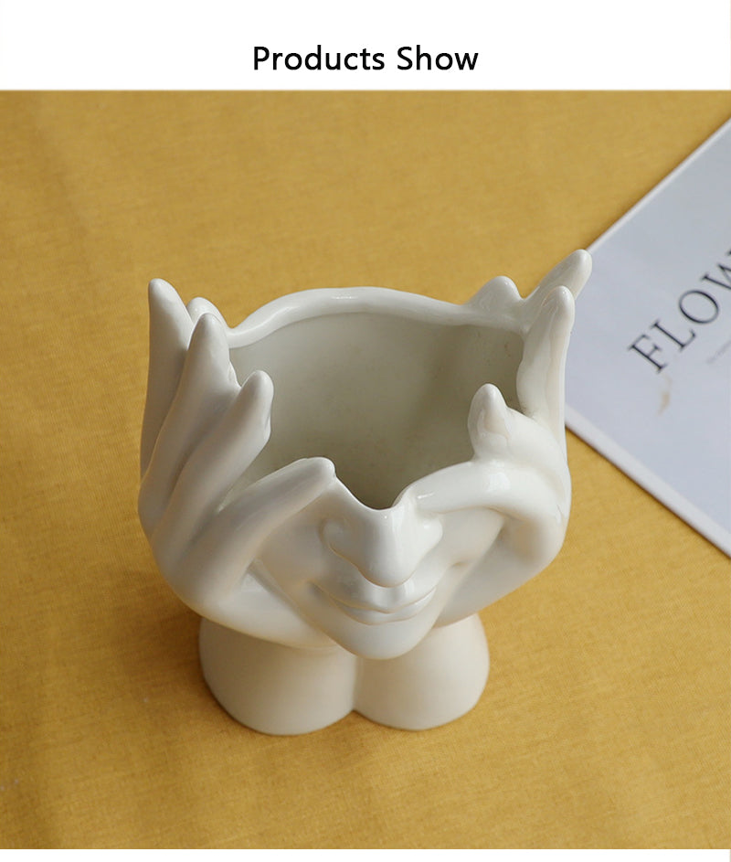 Keramisk Abstrakt Menneskeansikt Skantoomster Vase | Skanto