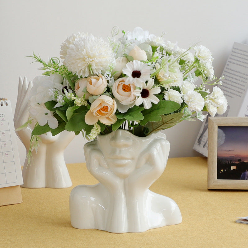 Keramisk Abstrakt Menneskeansikt Skantoomster Vase | Skanto
