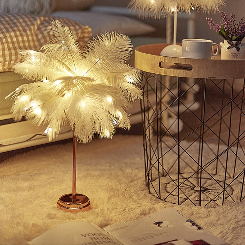 Skanto | Fjær Palm Kreativ Bordlampe