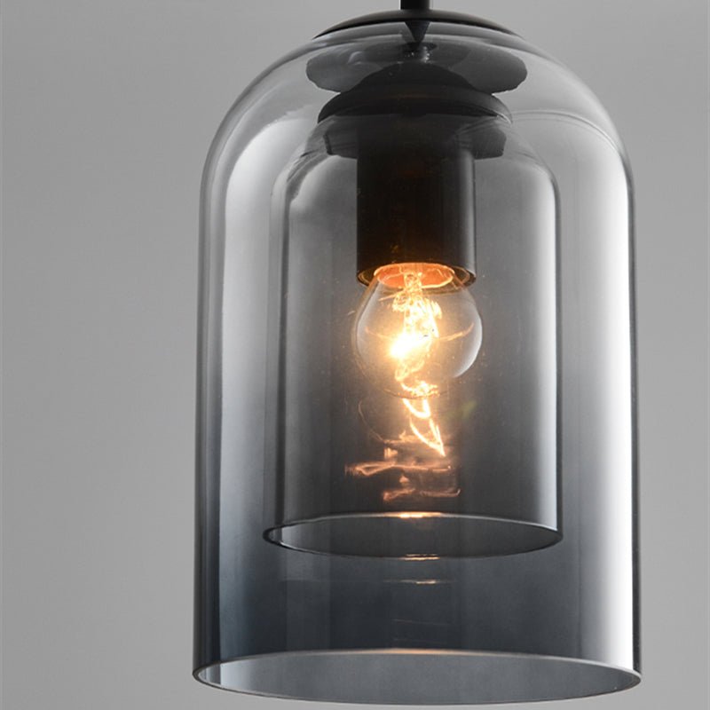 Norvo | Mica Mid-Century Pendellampe – Dobbel Glasskjerm med Jernfittings