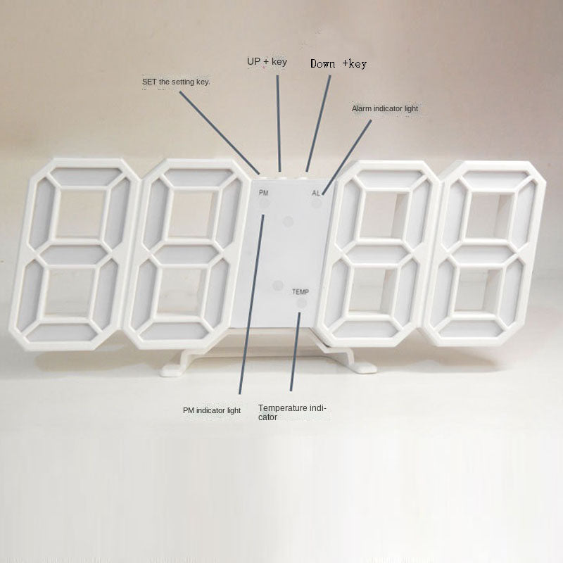 3D LED Moderne Digital Vekker Veggklokke | Skanto