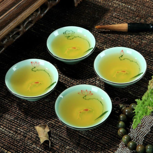 Skanto | Handbemalte Keramikschalen | Traditionelles chinesisches Lotusdesign