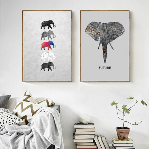 Moods Of Elephants - Lerret Veggkunst Maleri