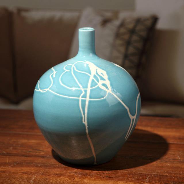 Skanto | Kreativt Design Moderne Hvit Krem Blå Keramikk Vase