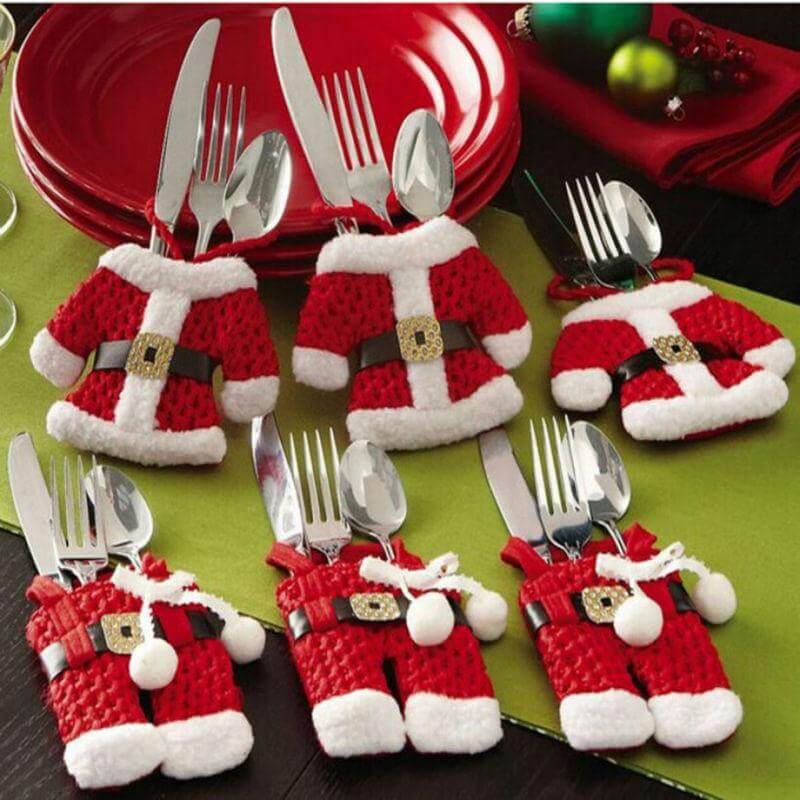 Skanto | 6 Pcs Jul Xmas Nyttårs Santa Bestikkholdere