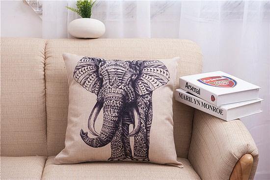 Skanto | Elegant Elephant Trykt Dekorative Putetrekk