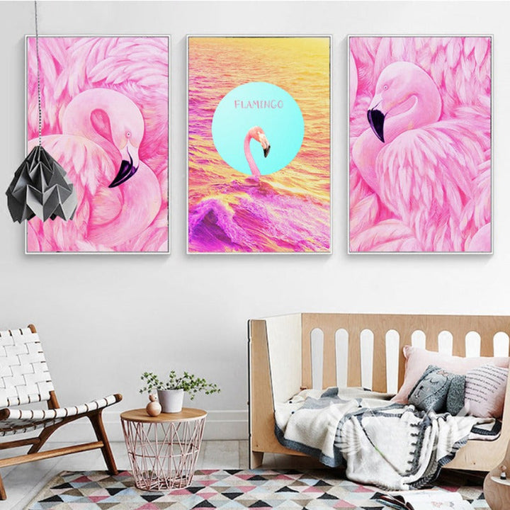 Pink Flamingo - Lærret Veggkunst Maling