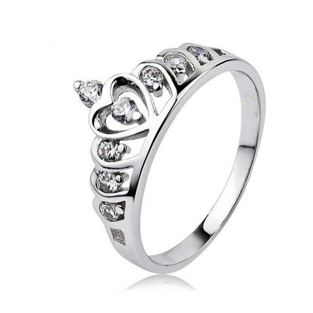 Sølv Prinsesse Krone 925 Østerriksk Krystall Ring | Skanto