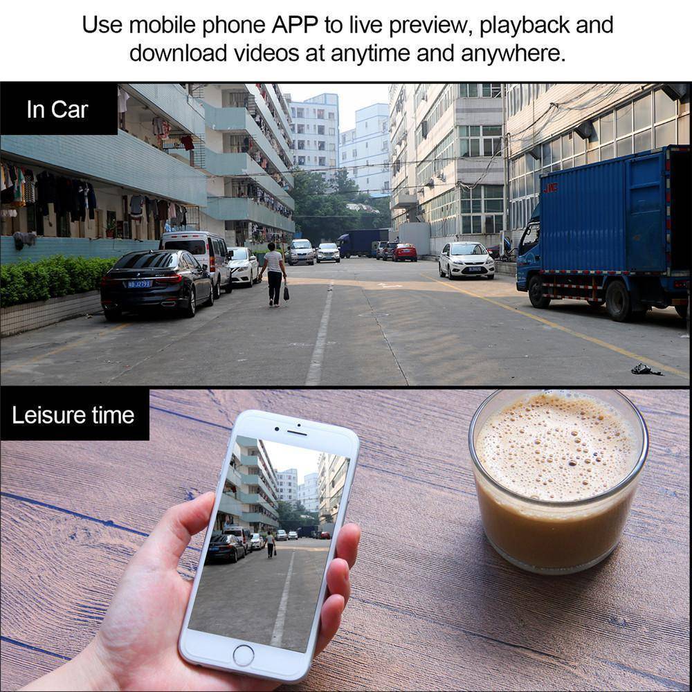 Norvo | 1080P Bil Trådløs WIFI Dash Cam DVR Kamera Digital Registrator Videoopptaker Veikamera APP Overvåker DVR